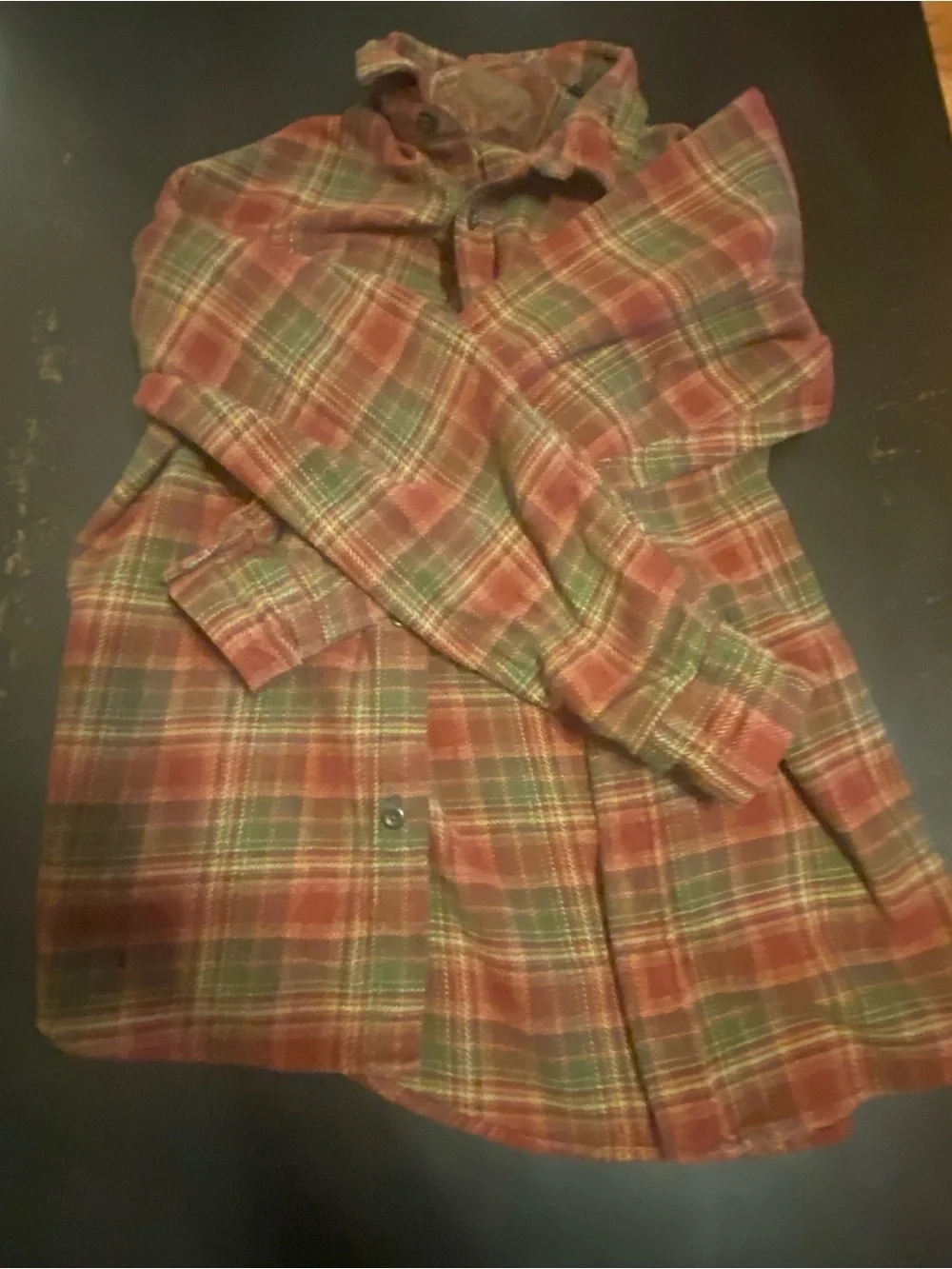 Orvis Red and Green Plaid Casual Button-Down Shirt